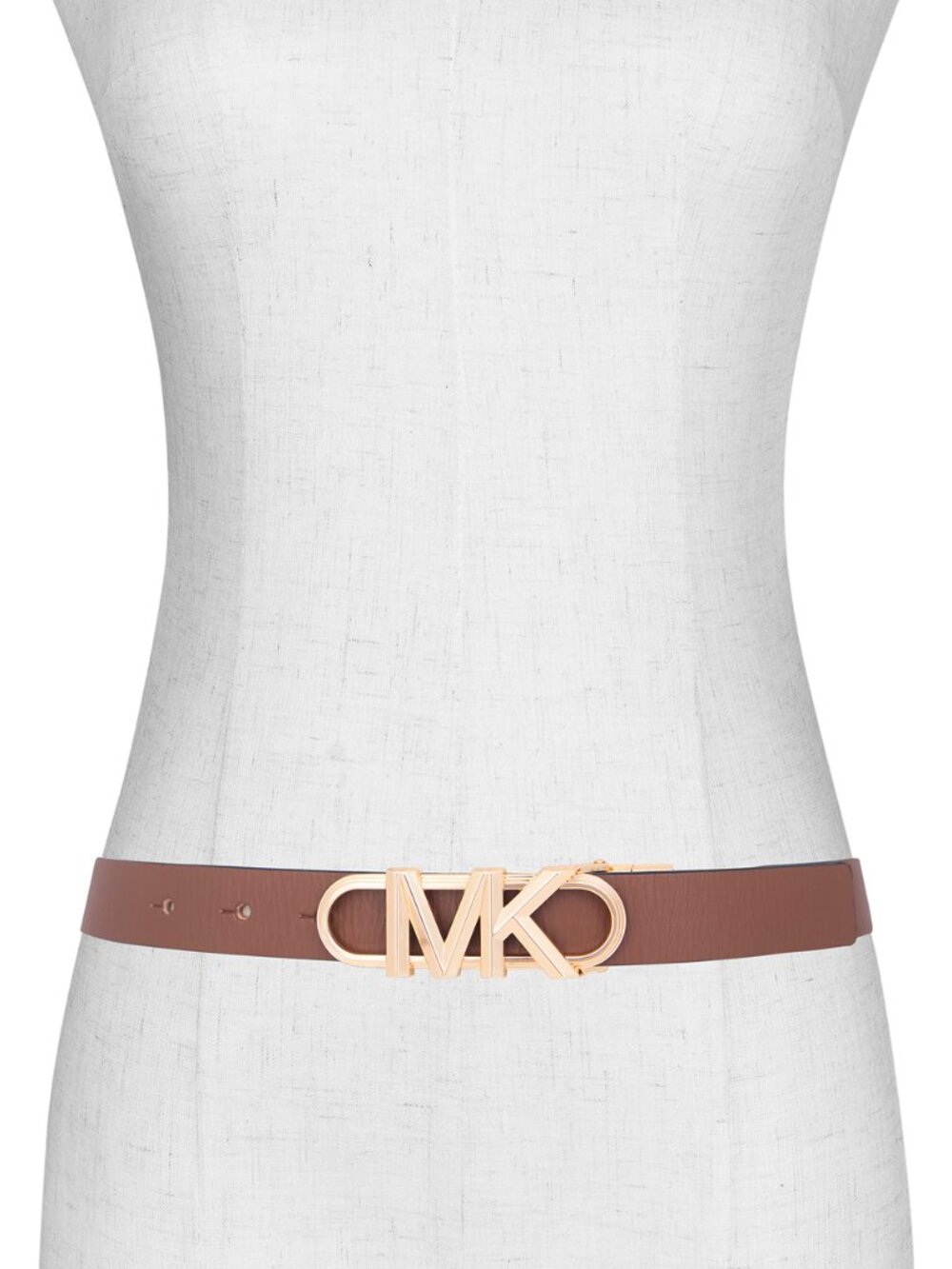 Michael Kors Logo Leather Waist Belt In Luggage Size M